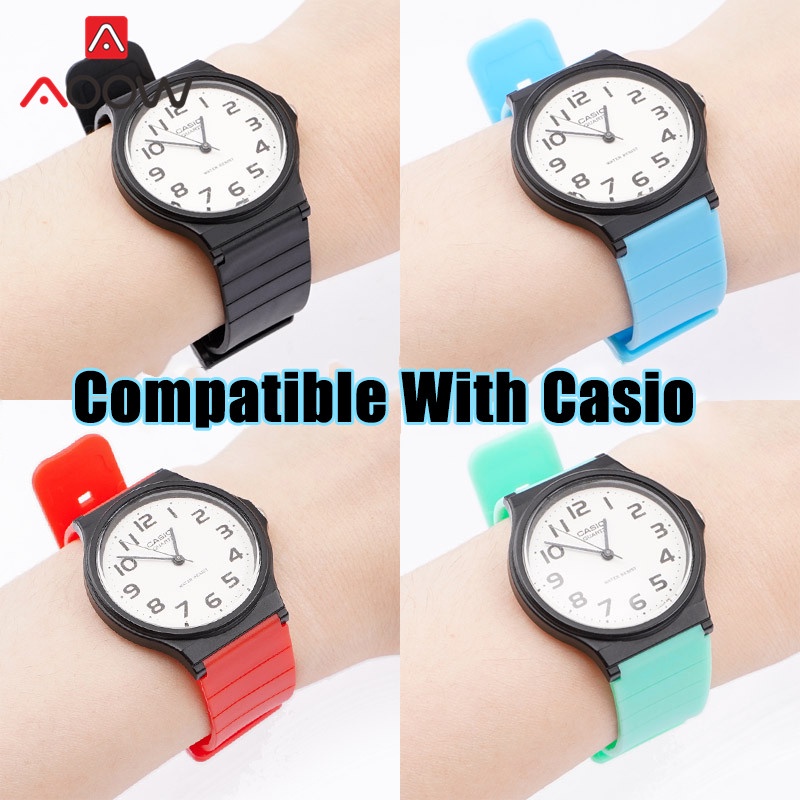 Dây Đeo Thay Thế Bằng Nhựa Màu Đen Chống Nước Thể Thao Cho Casio MW-59 MQ-24 MQ-27 MQ-76 16mm