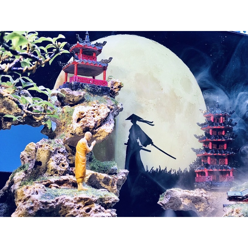 Tranh 3D trang trí hồ cá thuỷ sinh, bán cạn - chủ đề Huyền Bí