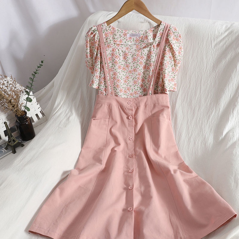 Đầm Dáng Chữ A Cổ Vuông In Họa Tiết Hoa Phối Thắt Lưng Cỡ Lớn Thời Trang Xinh Xắn