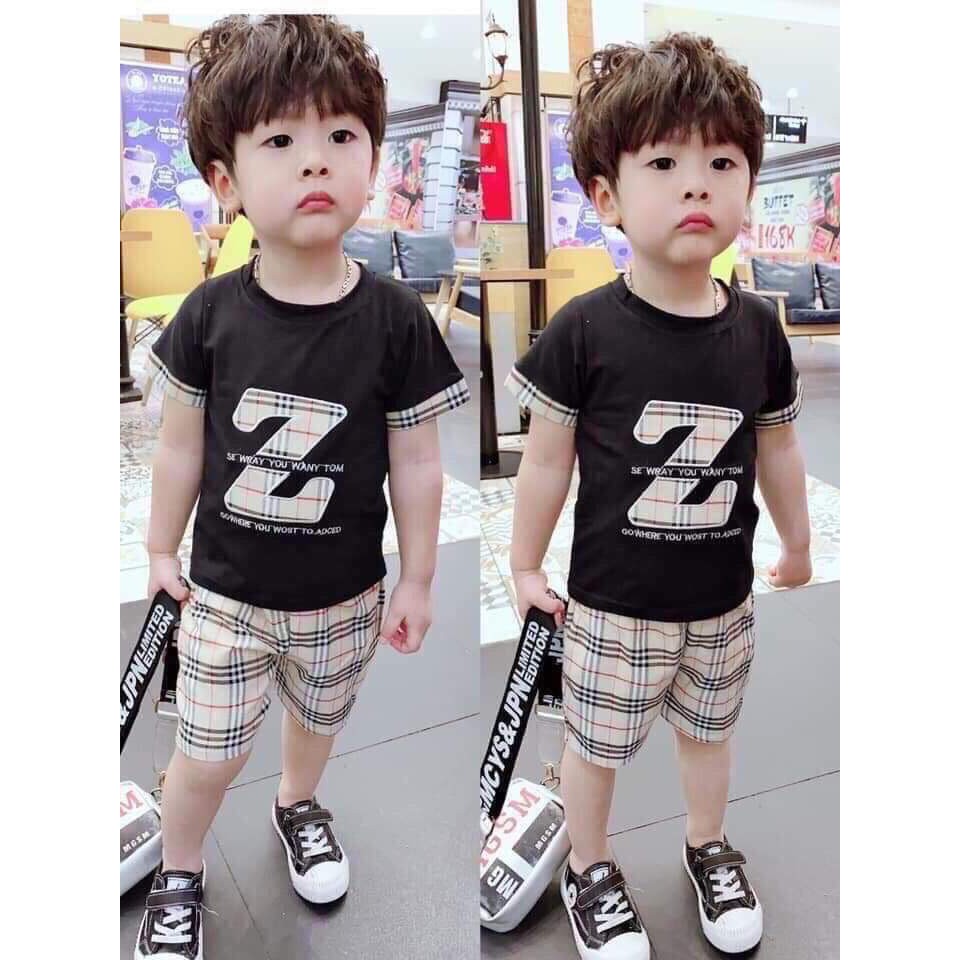 Set bộ bé trai, ÁO COTTON, chữ Z, QUẦN KAKI mềm mại, thời trang, kiểu dáng Hàn Quốc