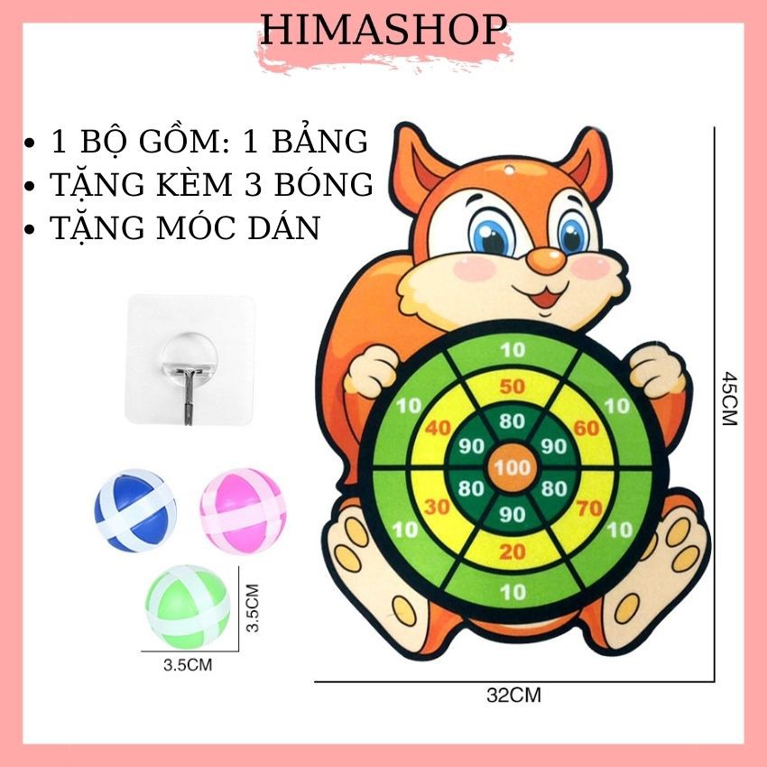 Đồ Chơi Trẻ Em Phi Tiêu Bóng Dính Cho Bé HIMASHOP H022 Tặng Kèm 3 Bóng Và 1 Móc Dán