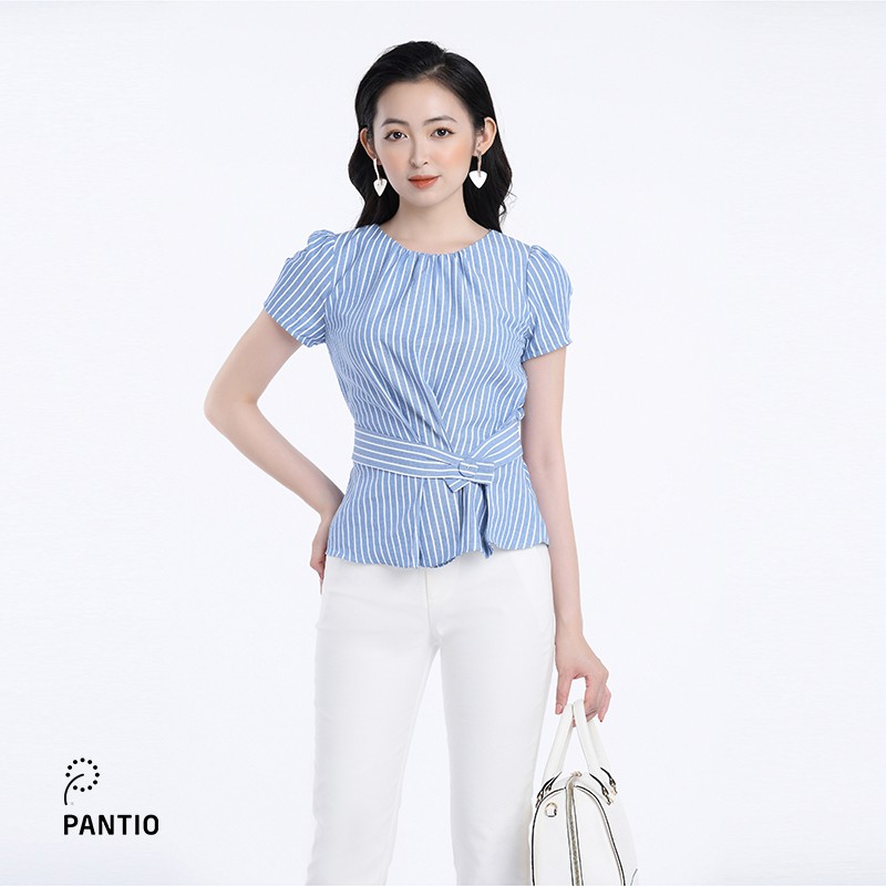 Áo sơ mi nữ chất liệu vải linen, dáng ôm ngắn tay đai nhấn phần eo FAS32800 - PANTIO