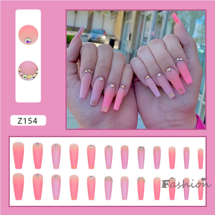 [Hàng mới về] Set 24 móng tay giả dài đầu vuông màu gradient