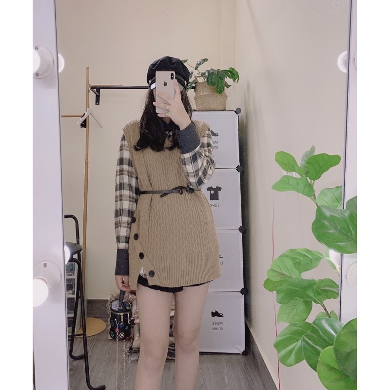 ( Ảnh thật ) Set gile len kèm đai