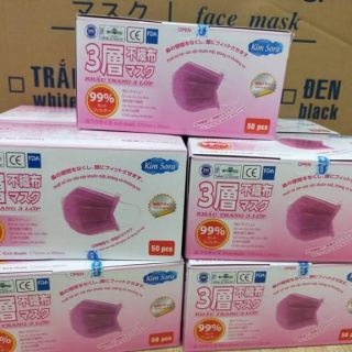 (Sẵn hàng)khẩu trang Kim sora 50 cái hồng , trắng
