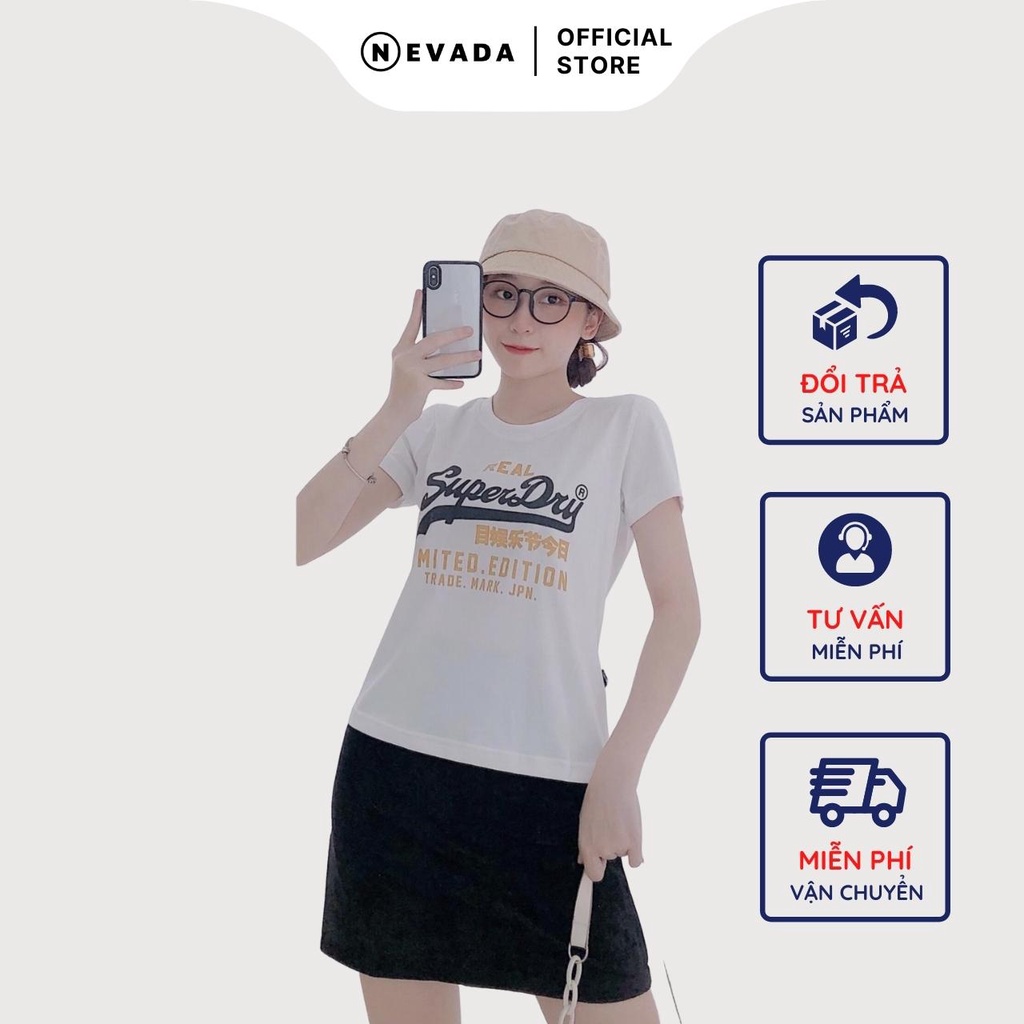 (Bán giá sỉ, có video thật) Áo thun nữ cổ tròn tay ngắn Super Dry, cotton 100%, chất vải thoáng mát by Naveda