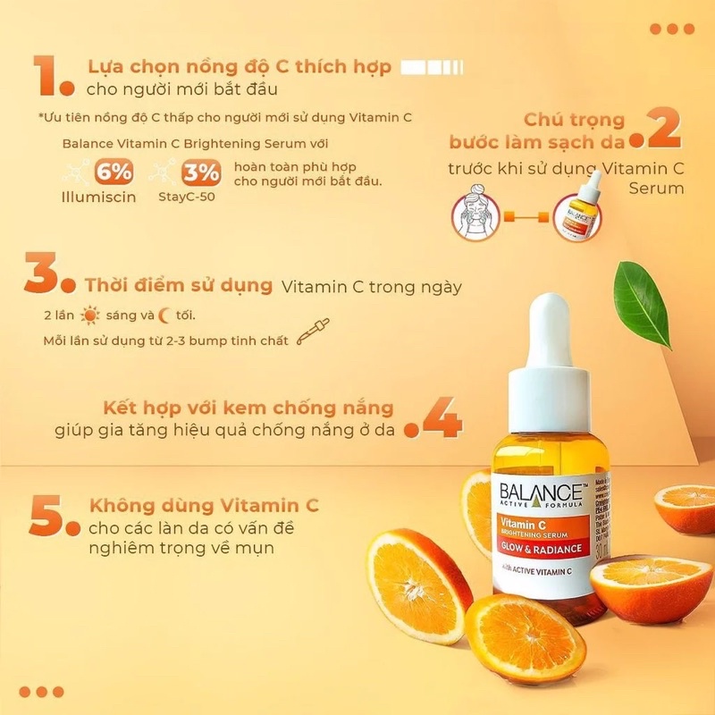 Serum vitamin c Balance mờ thâm trắng da Balance Active Formula Vitamin C Brightening 30ml