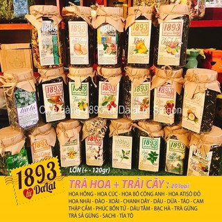 Trà hoa, trà trái cây, thảo mộc hũ nhựa lớn 70-80g thương hiệu 1893 Đà Lạt nhiều hương vị, tốt cho sức khỏe