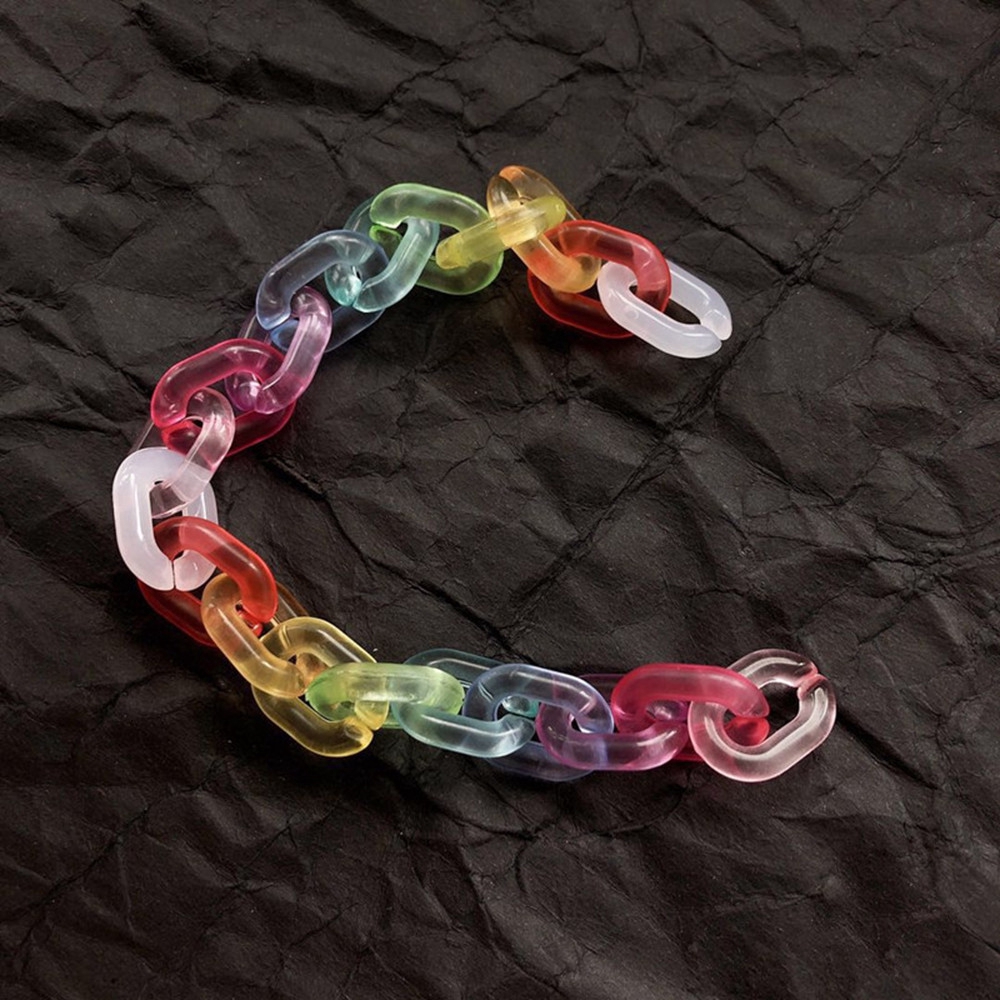 Vòng Tay Acrylic Trong Suốt Màu Cầu Vồng Phong Cách Hip Hop Cá Tính Cho Nữ