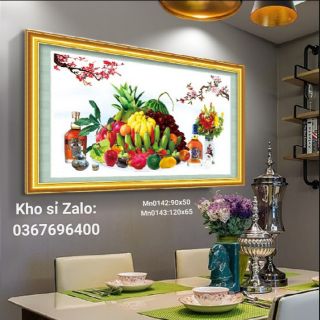 Tranh thêu chữ thập mâm ngũ quả (90x50cm)(120x65)