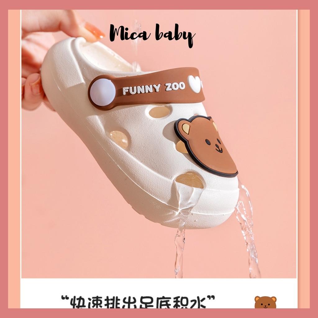 Dép sục cho bé siêu nhẹ hình gấu nâu đáng yêu Mica Baby GD01