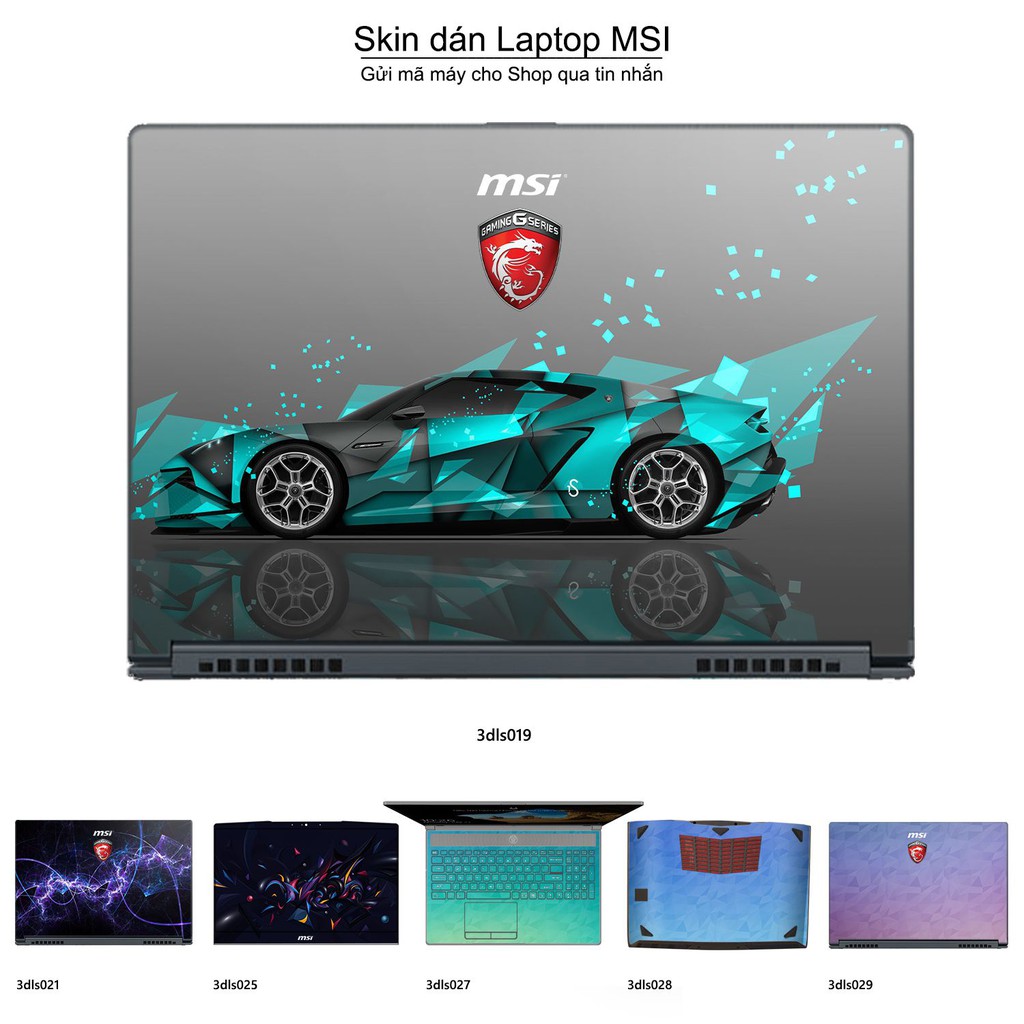 Skin dán Laptop MSI in hình 3D Image (inbox mã máy cho Shop)