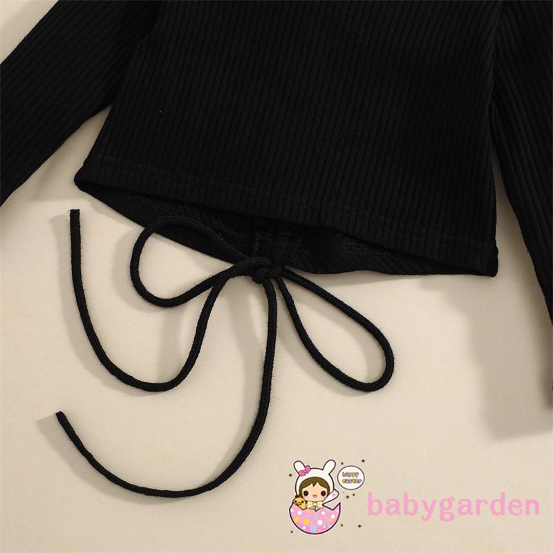 Bộ Áo Thun Tay Dài Màu Trơn Phối Chân Váy Xếp Ly Thời Trang Cho Bé Gái