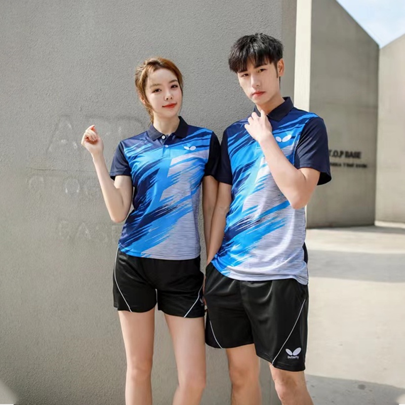 Bộ Đồ Thể Thao Đánh Bóng Bàn Tay Ngắn In Hình Bướm Mới Cho Nam Và Nữ