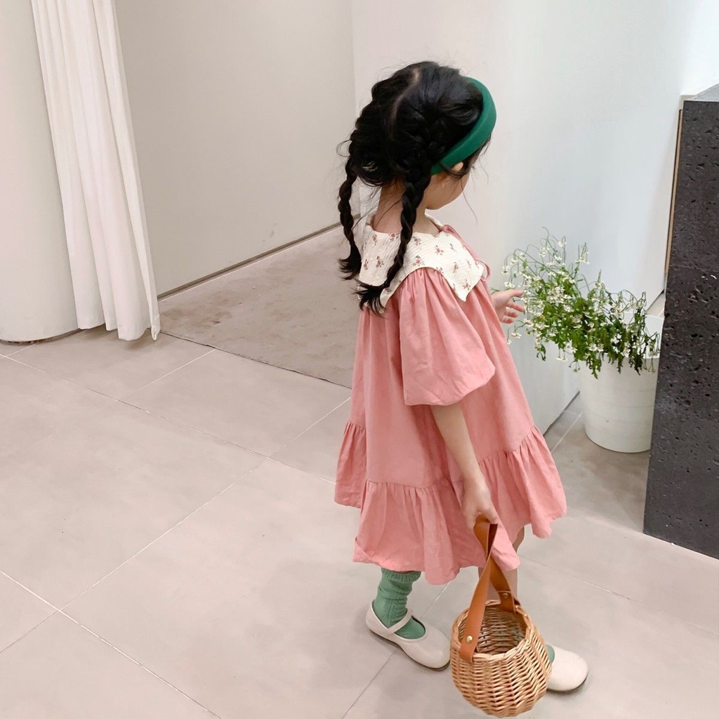 Đầm Công Chúa Mùa Hè Tay Cộc Phong Cách Phương Tây Cổ Điển Hợp Thời Trang Cho Bé Gái 5 Tuổi