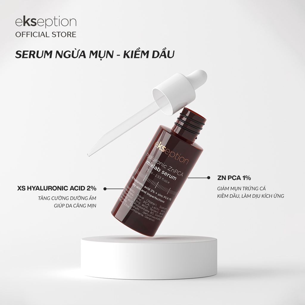 HÀNG NHẬP KHẨU - Ekseption Hyaluronic ZnPCA Mixlab Serum HA + 1% ZnPCA Serum ngừa giảm mụn, kiềm dầu kiểm soát nhờn 75ml