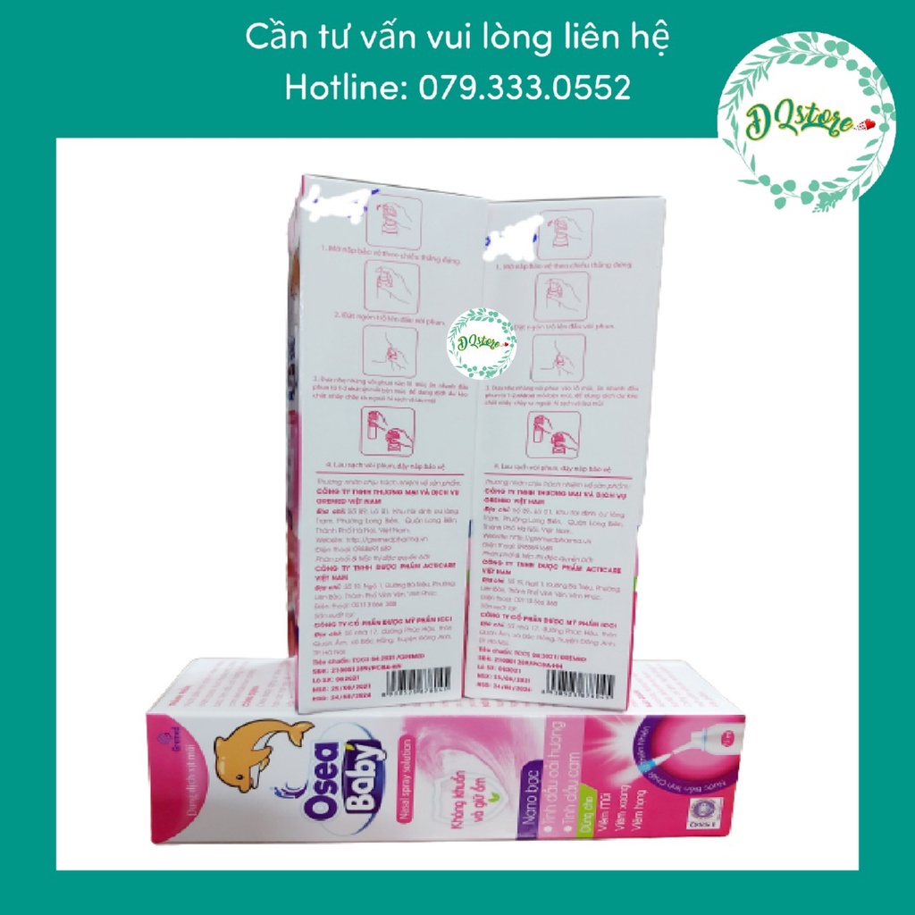 Dung dịch xịt mũi người lớn Osea Extra và trẻ em Osea Baby - Xịt thông mũi giảm nghẹt mũi, vệ sinh, dưỡng ẩm 75ml
