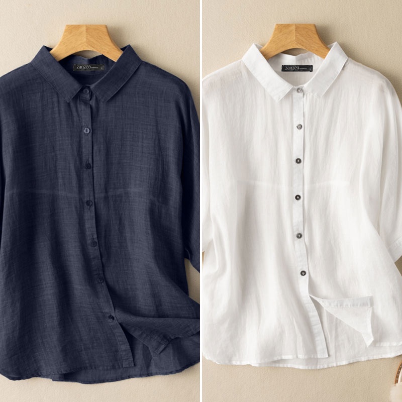 Áo sơ mi ZANZEA tay lửng thời trang dành cho nữ