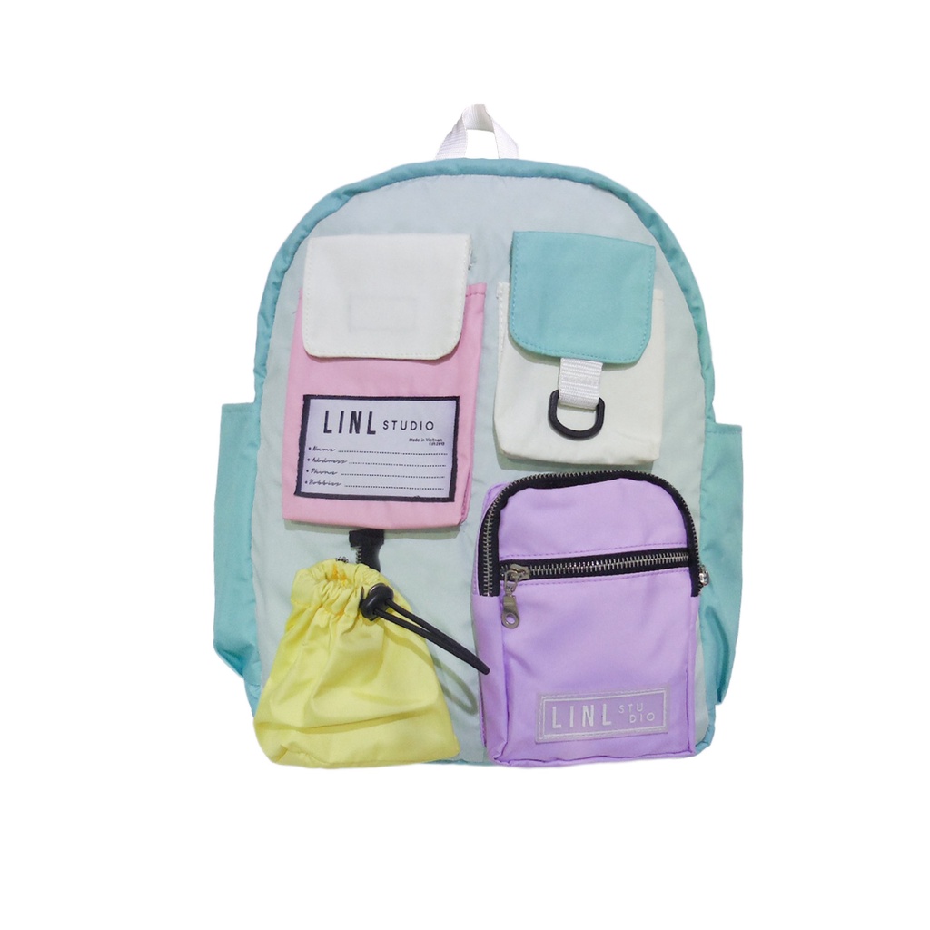 Balo Unisex LINL 4P - Màu : Đen / Pastel