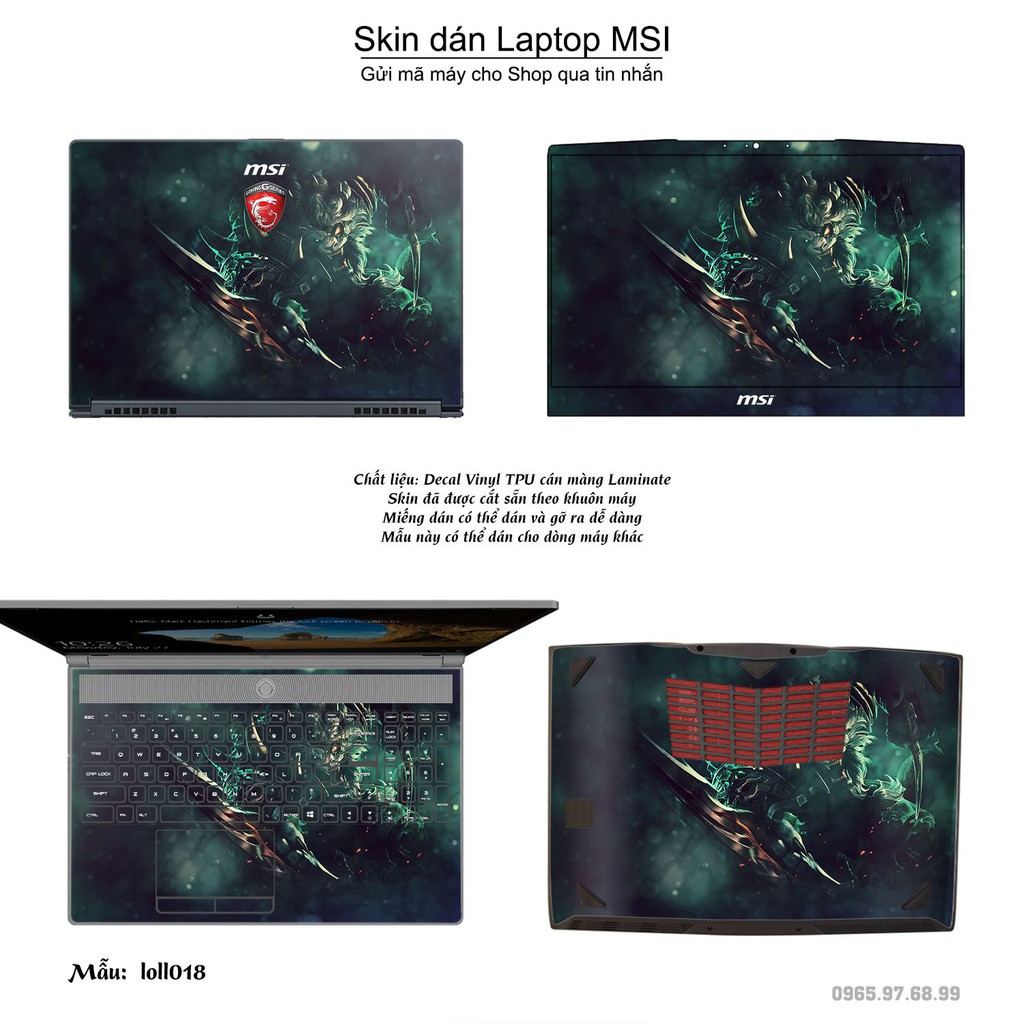 Skin dán Laptop MSI in hình Liên Minh Huyền Thoại nhiều mẫu 2 (inbox mã máy cho Shop)