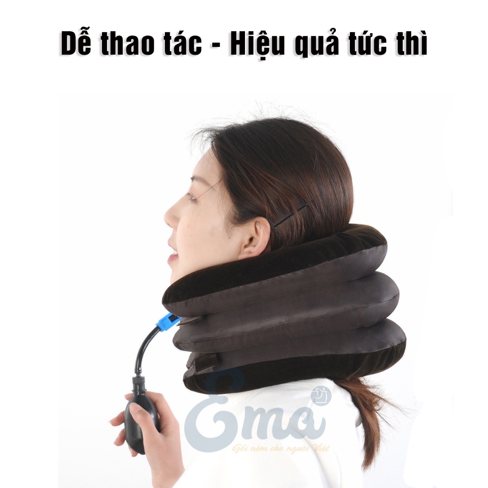 Gối bơm hơi kéo giãn đốt sống cổ EMA hỗ trợ giảm đau, ngăn ngừa thoái hóa đốt sống cổ