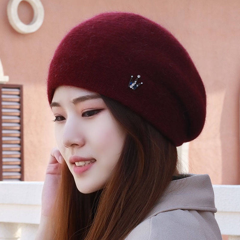 Mũ Beret Len Dệt Kim Màu Sắc Thời Trang Thu Đông Dành Cho Phụ Nữ Độ Tuổi Trung Niên