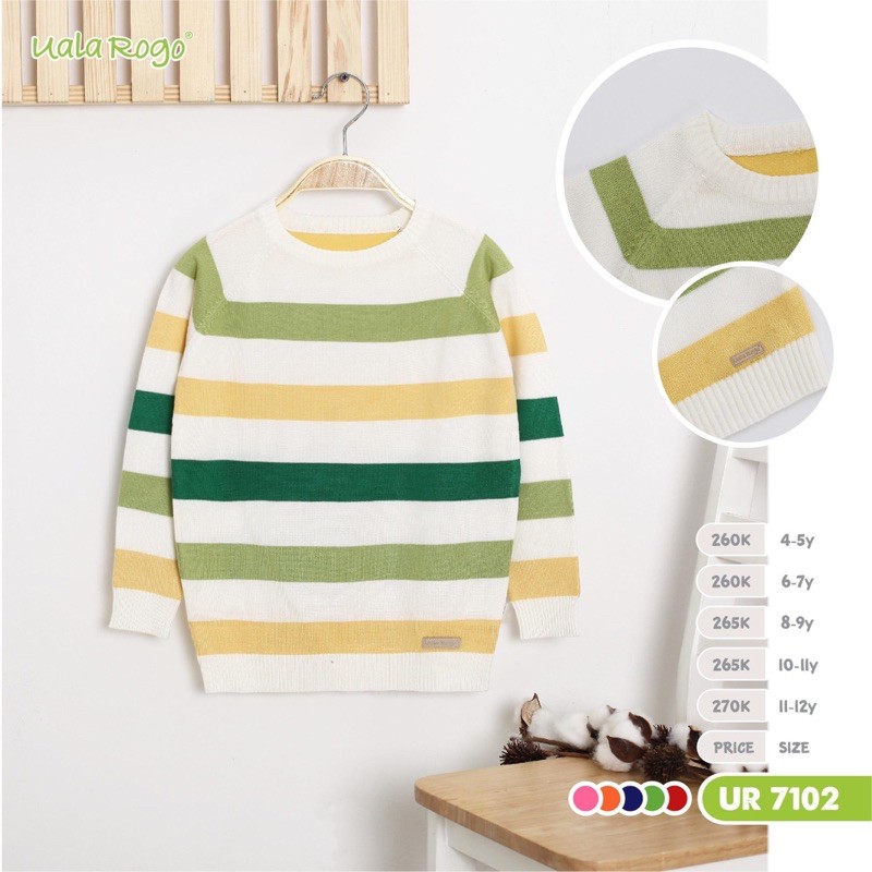 UALA ÁO LEN MỎNG DÀI TAY KẺ 4 MÀU SIZE KID