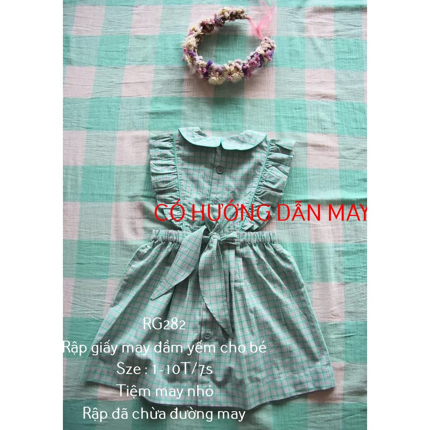 RG282_Rập giấy may đầm yếm bé gái