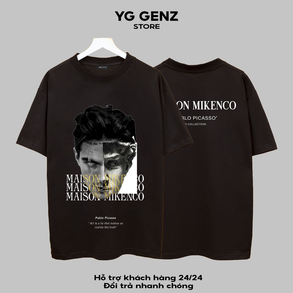 Áo thun MIKECO Maison YGGENZ shop , Áo thun unisex nam nữ from rộng oversize chất liệu cotton 100%