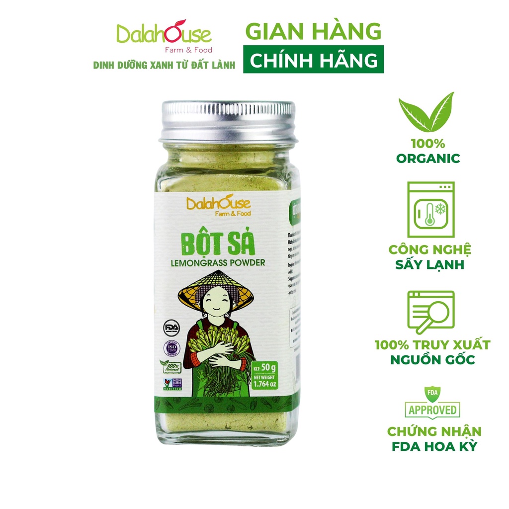 Bột sả organic nguyên chất Dalahouse công nghệ sấy lạnh tiêu chuẩn Châu Âu lọ 50 gr