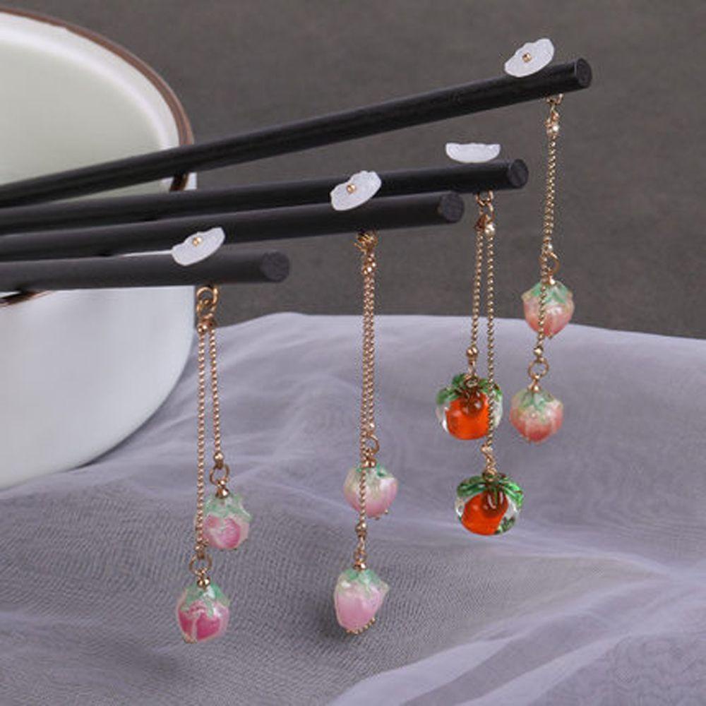 Kẹp Tóc Trung Hoa Hình Trái Dâu / Đào Xinh Xắn Dùng Làm Đạo Cụ Chụp Ảnh Cho Nữ Wmes15
