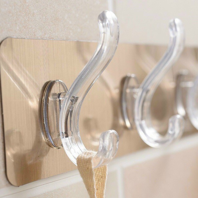Sét 1-3 GIÁ TREO ĐỒ DÁN TƯỜNG 5 CHẤU MÓC TRONG SUỐT