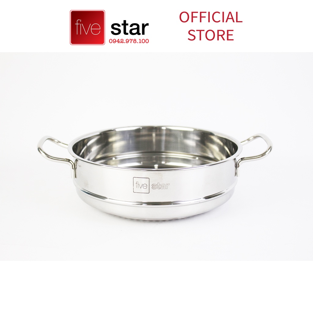 Bộ nồi xửng hấp inox cao cấp Fivestar 6 món 3 đáy từ nắp kính , dùng tốt bếp từ , hồng ngoại , gas