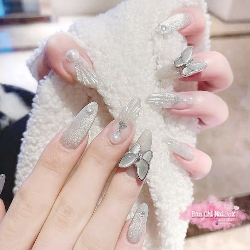 NailBox móng úp thiết kế sẵn Mẫu Mắt Mèo Charm Bướm Đính Đá