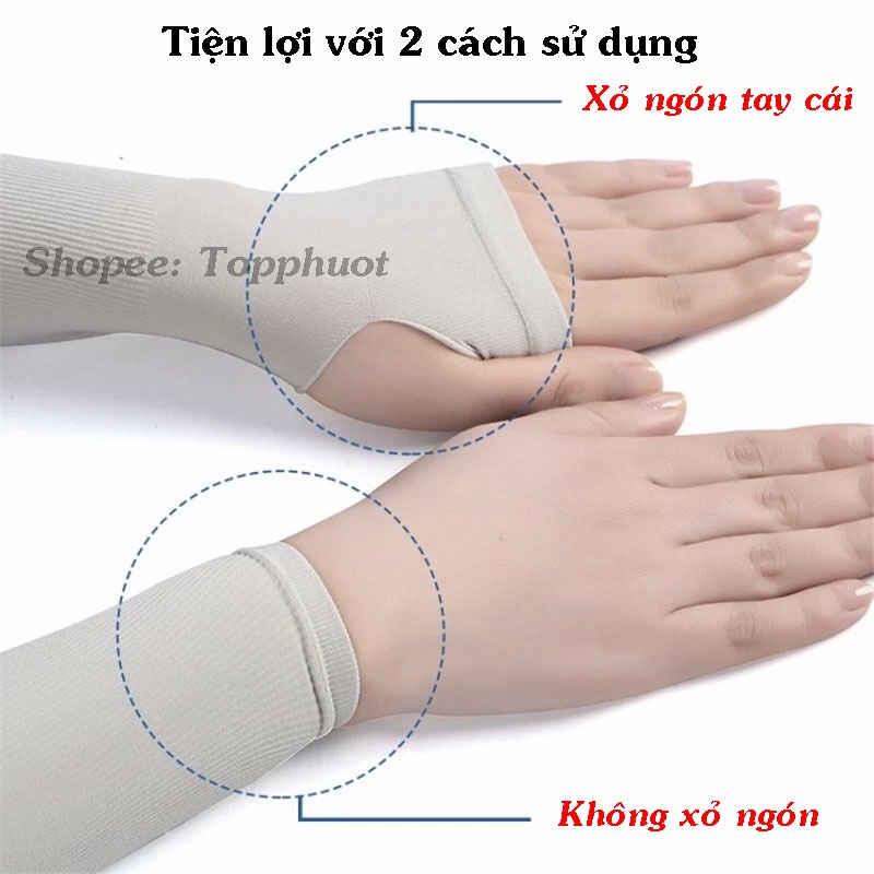 Găng tay dài chống nắng Fashion xỏ ngón - Bao tay co dãn 4 chiều thoáng khí chống tia Uv bảo vệ da