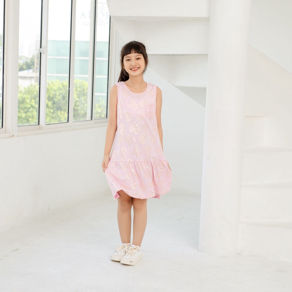 Váy cho bé gái, size đại, sát nách in hình trái tim, váy bé gái mặc nhà, 18-40 kg, Kyo293 shop, K23