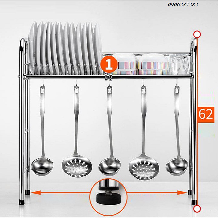 Giá úp chén bát inox để phía trên chậu rửa bát 80cm, 60cm