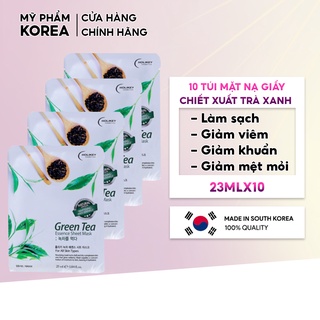 Hộp 10 Túi Mặt nạ giấy dưỡng da từ Trà Xanh ngừa mụn & làm trắng HOLIKEY 25mlx10 giúp da mềm mại trắng sáng tự nhiên