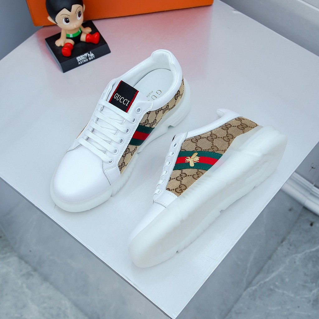 Giày sneakers nam da thật GUCCI GG GC kiểu dáng trẻ trung kết hợp với họa tiết cổ điển