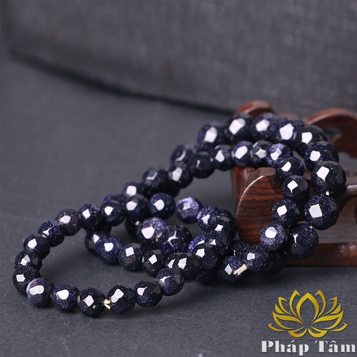 Vòng Tay Phong Thủy Đá Kim Sa Tím Than Vát Cạnh - Tâm Phong Thủy