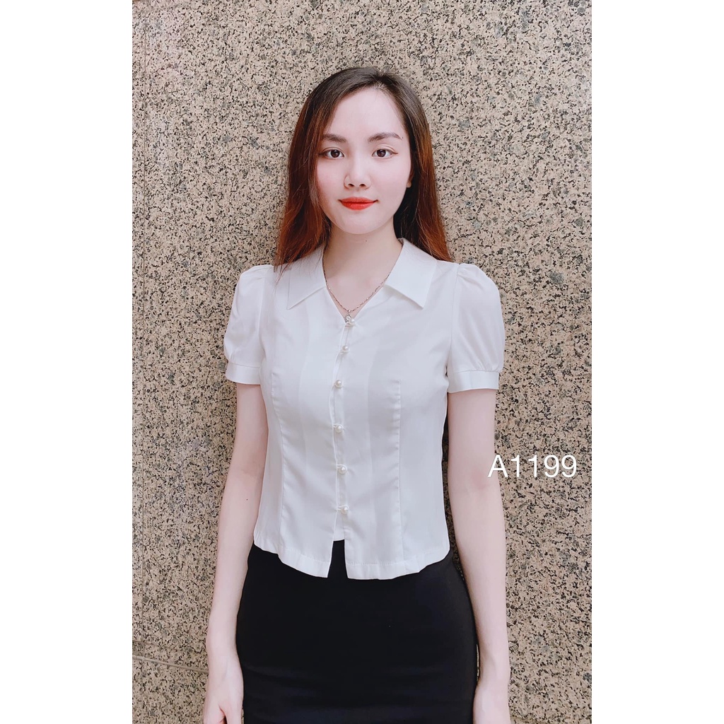 Áo croptop cúc ngọc - Hồng/Vàng/Trắng A1199