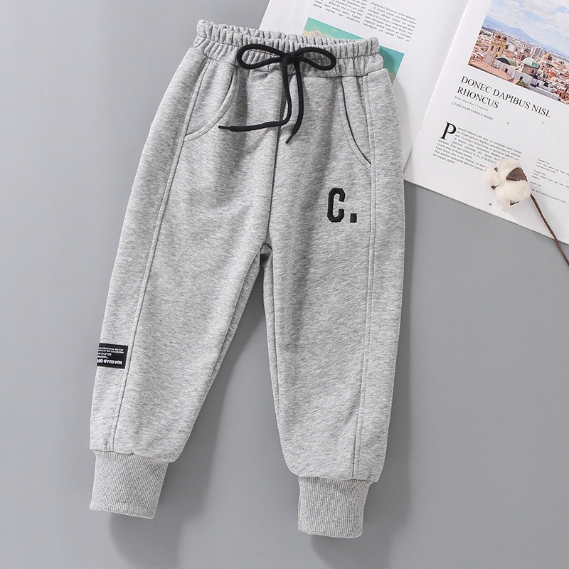 Quần nỉ bông cho bé trai thêu chữ cực xinh, Quần dài thu đông cho bé chất nỉ bông cao cấp size từ 7-28kg - MOOBABY Shop