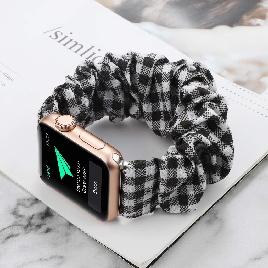 Dây Đeo Thay Thế Chất Liệu Cotton Thiết Kế Sọc Gân Thời Trang Cho Apple Watch series 6 SE 5 4 3 2 1 38mm 42mm 40mm 44mm