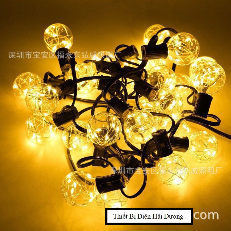 Bộ Dây Đui Trang Trí Bóng Led Đom Đóm G40 25 Bóng 10m Chống Nước (Kèm Bóng)