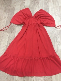 Đầm maxi voan đỏ-trắng(cònđỏ)