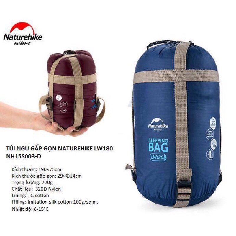 Túi ngủ mini siêu nhẹ LW180 Naturehike NH15S003-D Màu xanh đậm
