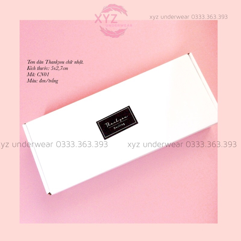 100 Tem dán Thank you hình chữ nhật  màu đen/trắng đẹp sang trọng để bán hộp bánh, hộp quà,niêm phong giấy gói quần áo | BigBuy360 - bigbuy360.vn