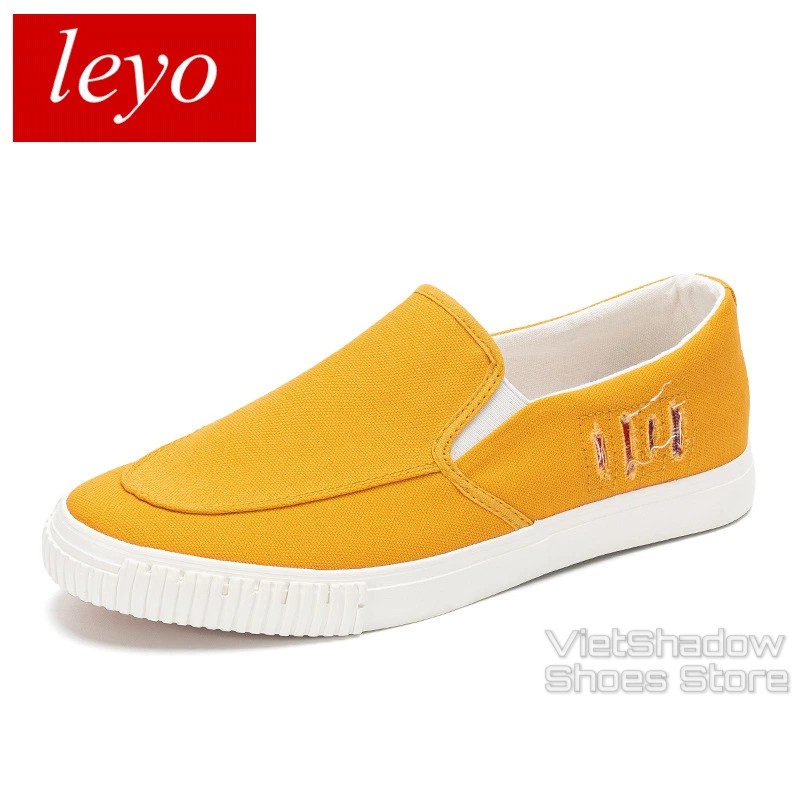Slip on nam LEYO - Giày lười vải nam "rách" - Vải thô 3 màu đen, be và vàng  - Mã SP A1107 | BigBuy360 - bigbuy360.vn