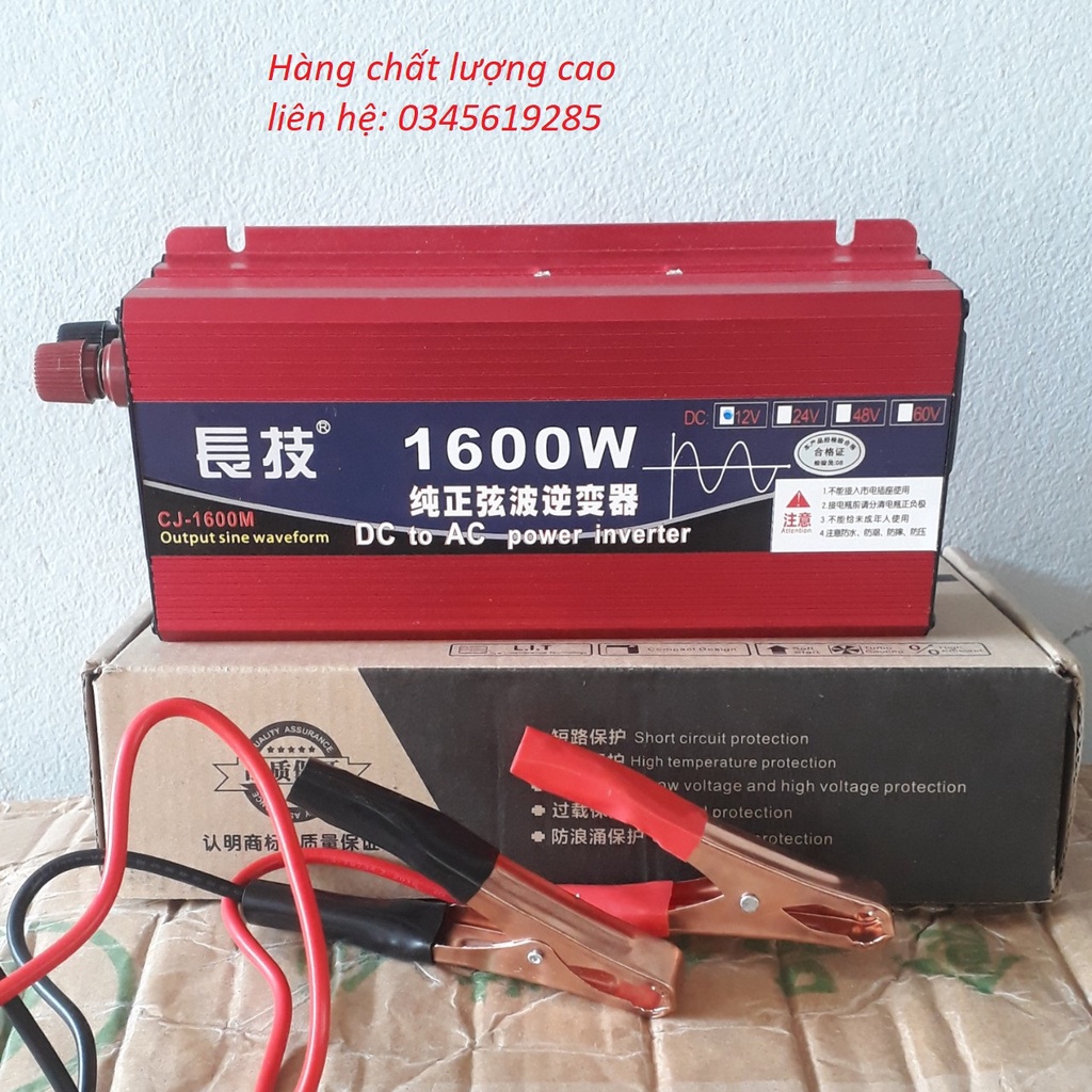 Bộ kích điện 12v lên 220v công suất 1600w, inverter sin chuẩn