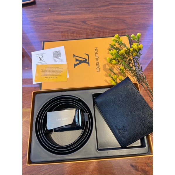 set 2 chi tiết dây lưng kèm mặt + ví fullbox bill túi giấy